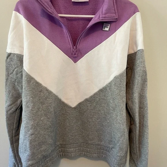 Fila Women's Lavender, White, and Heather Gray Sweater - Picture 1 of 4